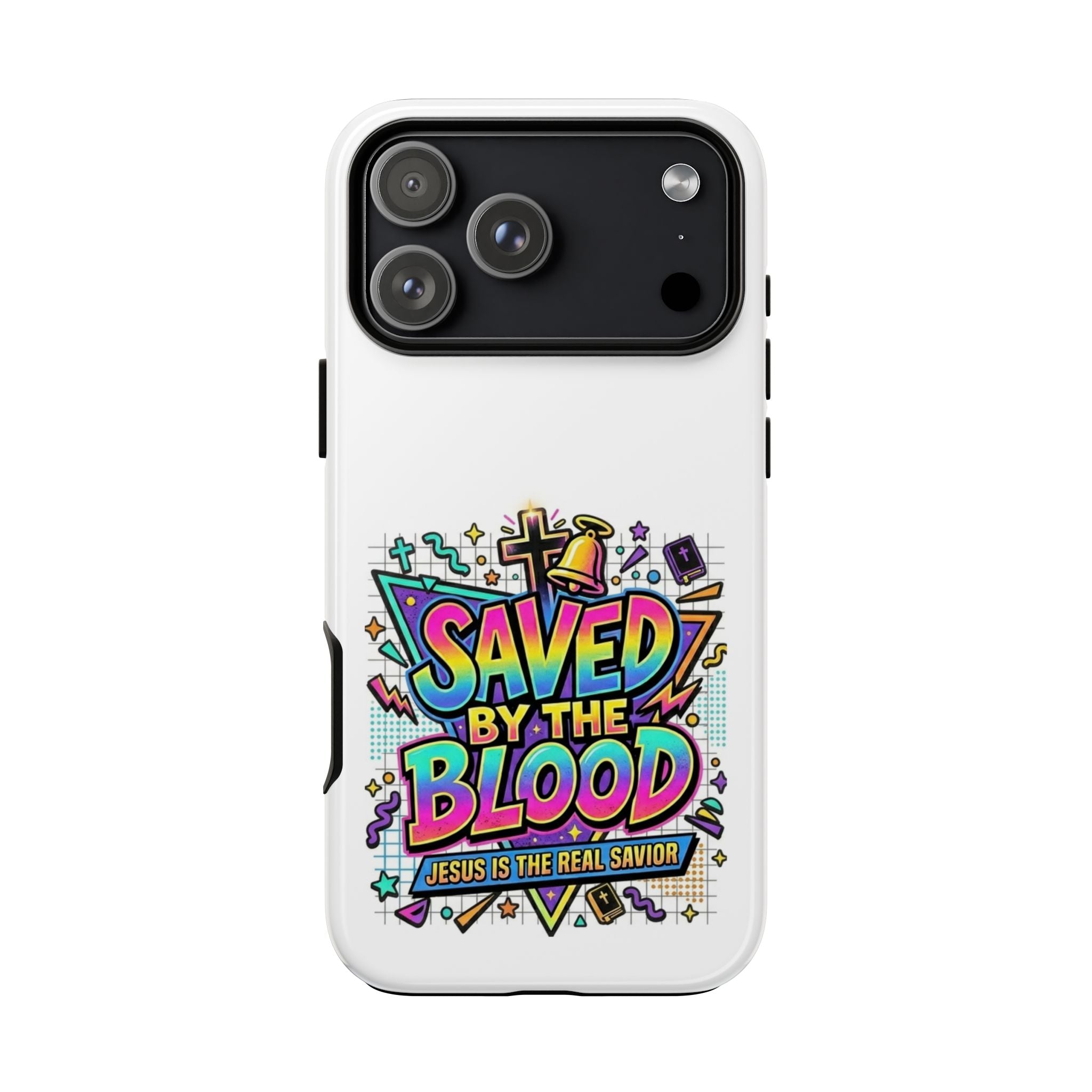 Saved by the Blood phone case | Christian cross Scripture design
