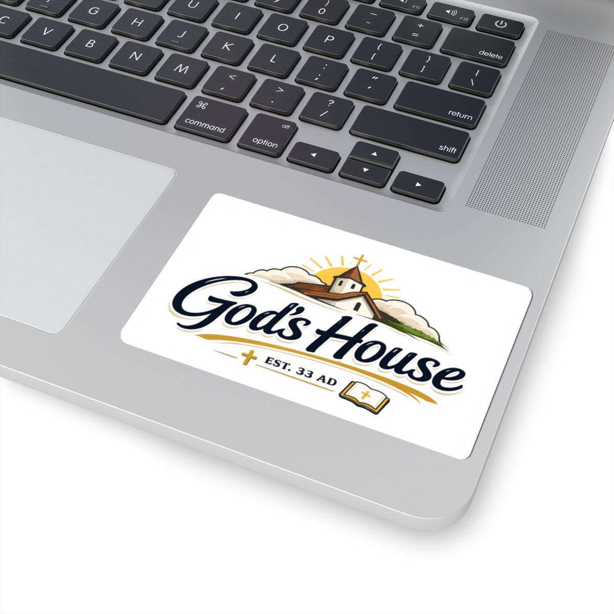 God's House logo Kiss-Cut Sticker | Church faith scripture emblem