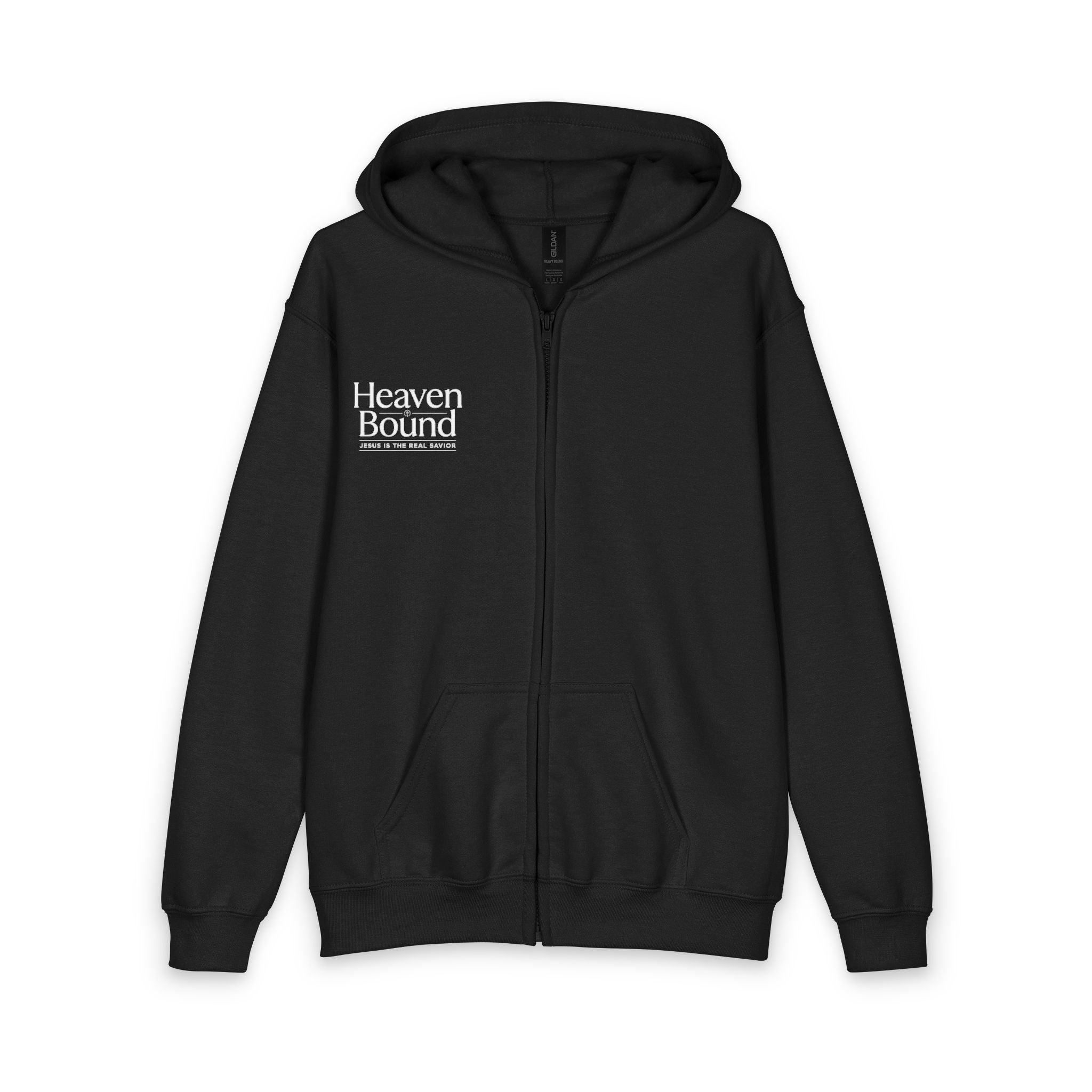 Youth Zip Hoodie — "Heaven Bound" Minimal Christian Graphic