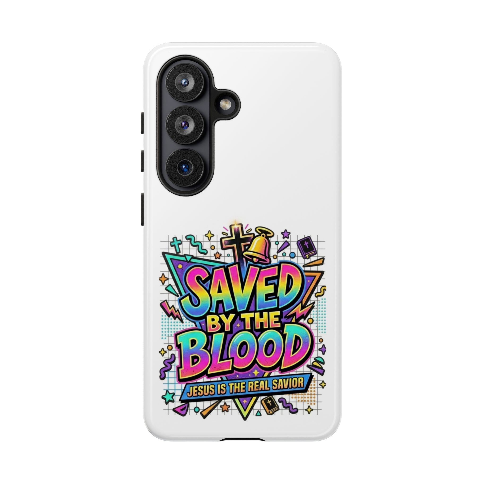 Saved by the Blood phone case | Christian cross Scripture design