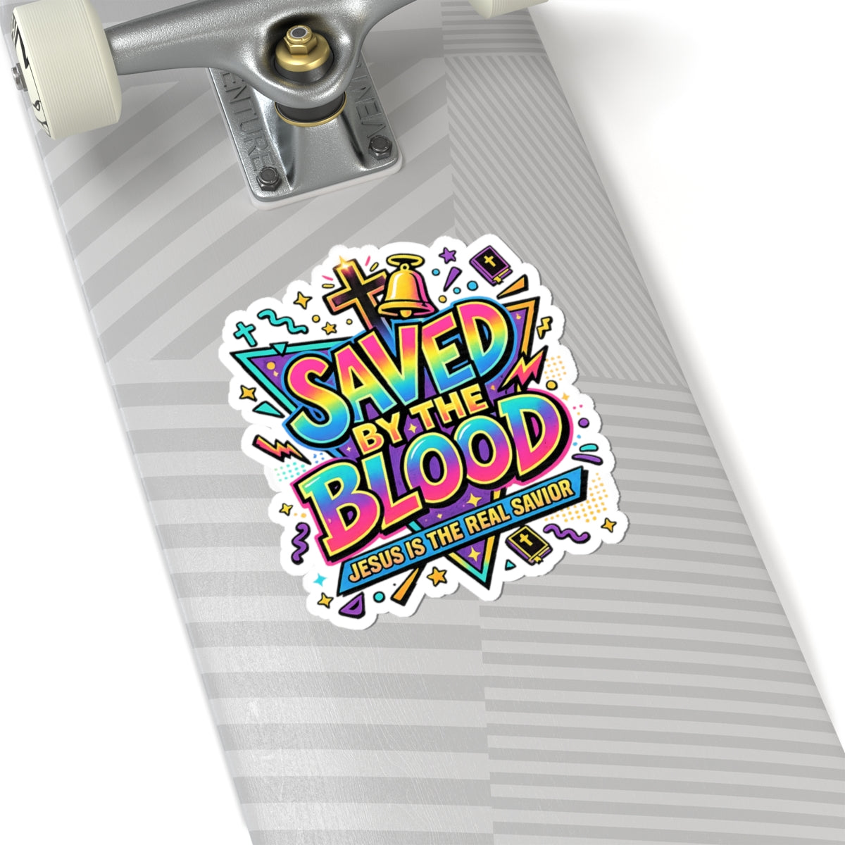 Saved by the Blood Christian Sticker — "Jesus Is the Real Savior" Kiss-Cut Sticker