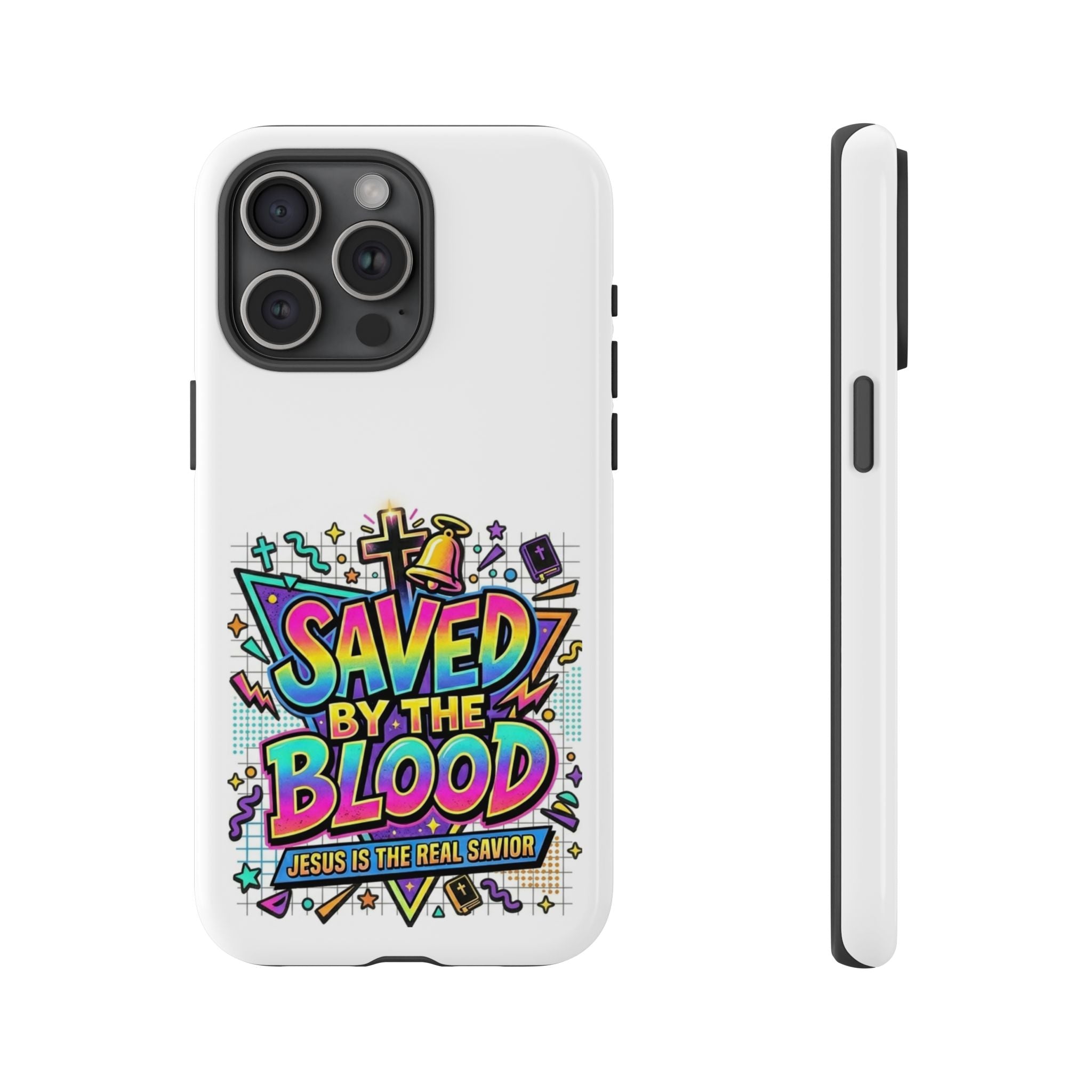 Saved by the Blood phone case | Christian cross Scripture design