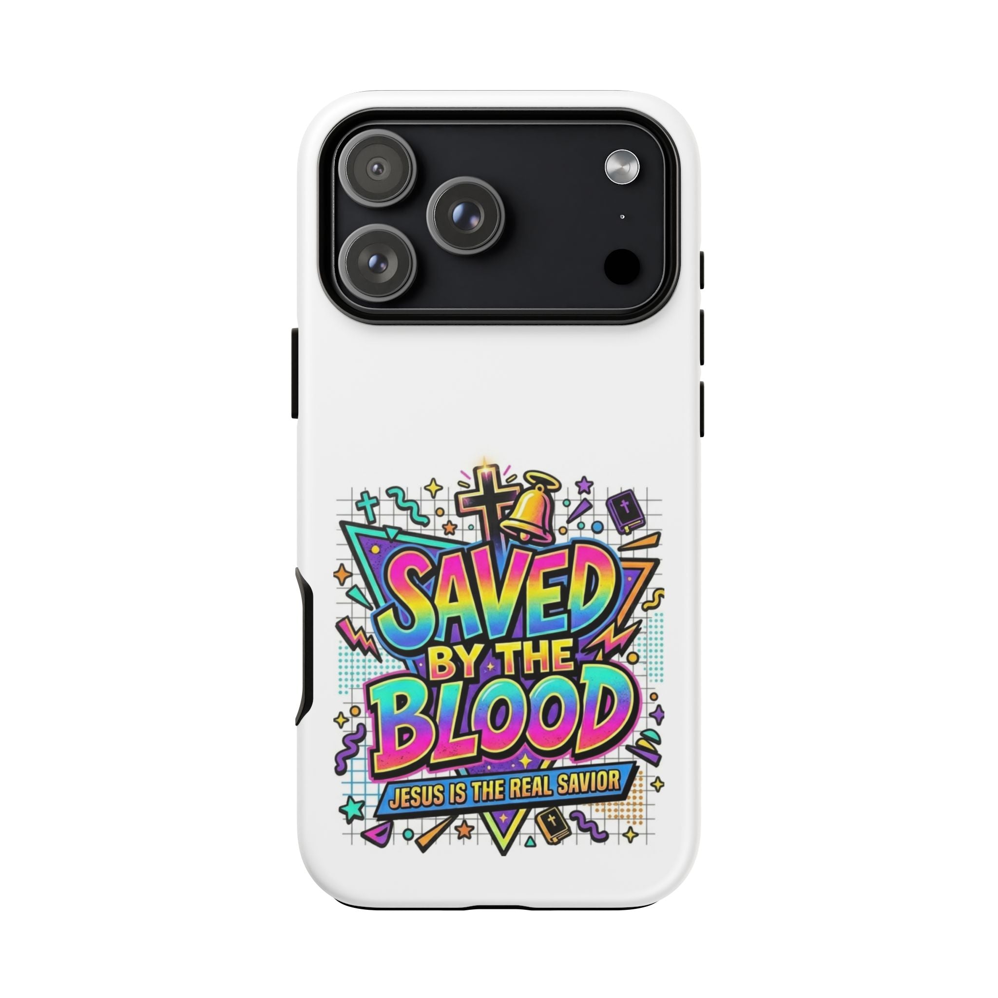 Saved by the Blood phone case | Christian cross Scripture design