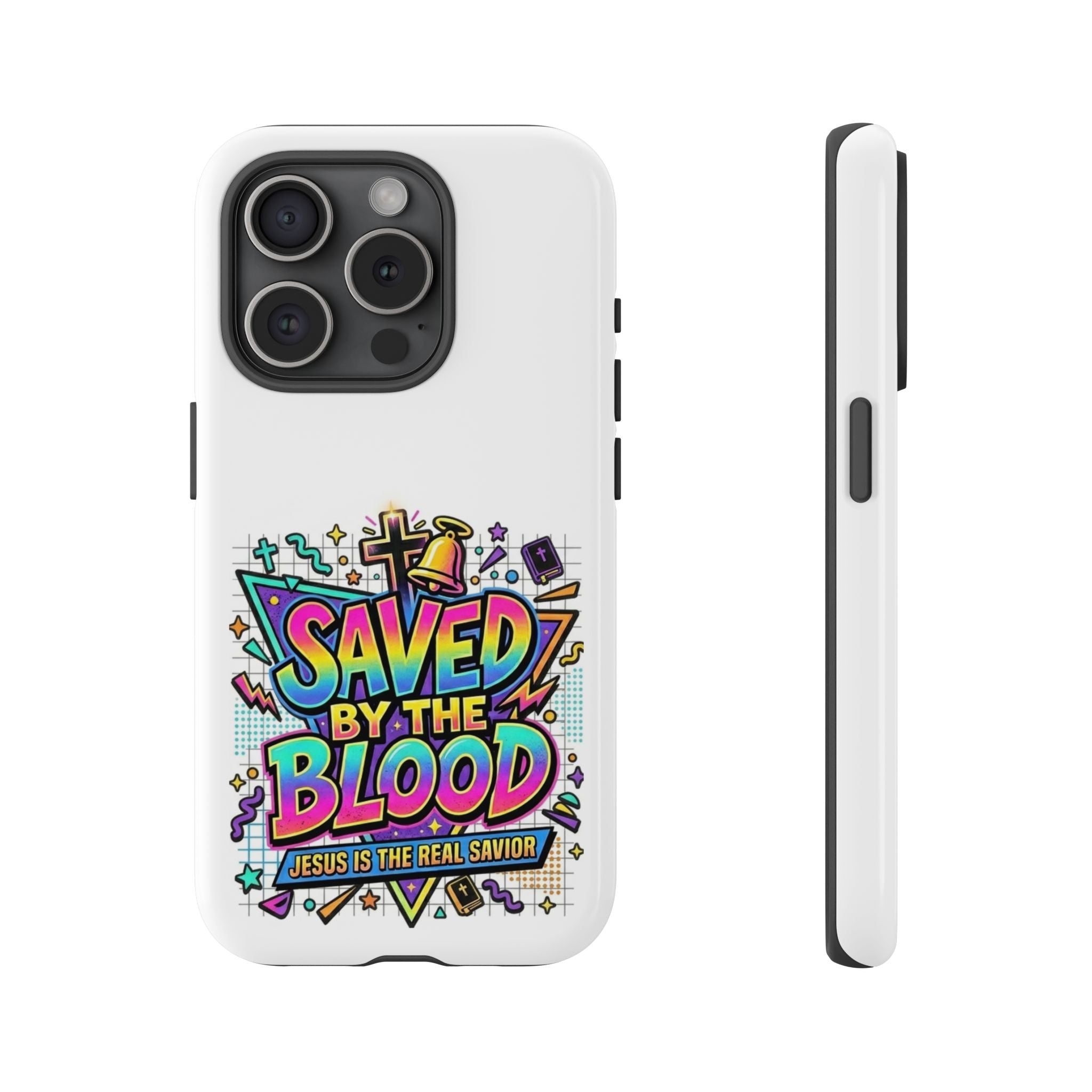 Saved by the Blood phone case | Christian cross Scripture design