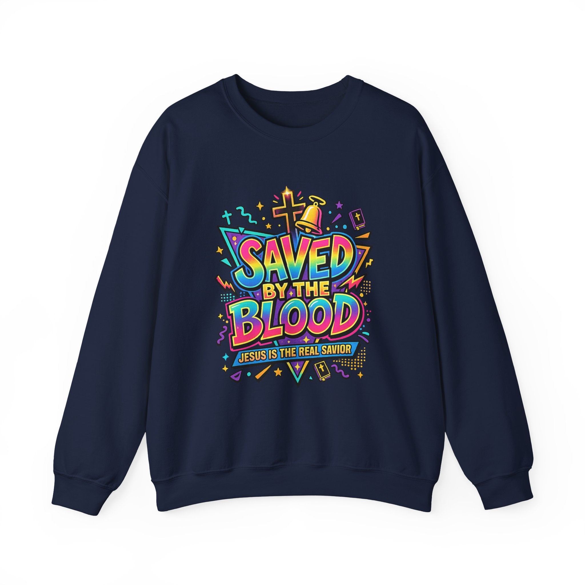 Saved by the Blood Christian Unisex Heavy Blend Crewneck Sweatshirt | Faith-Based Christian Apparel | Bible Verse Inspired Hoodie Style Pullover