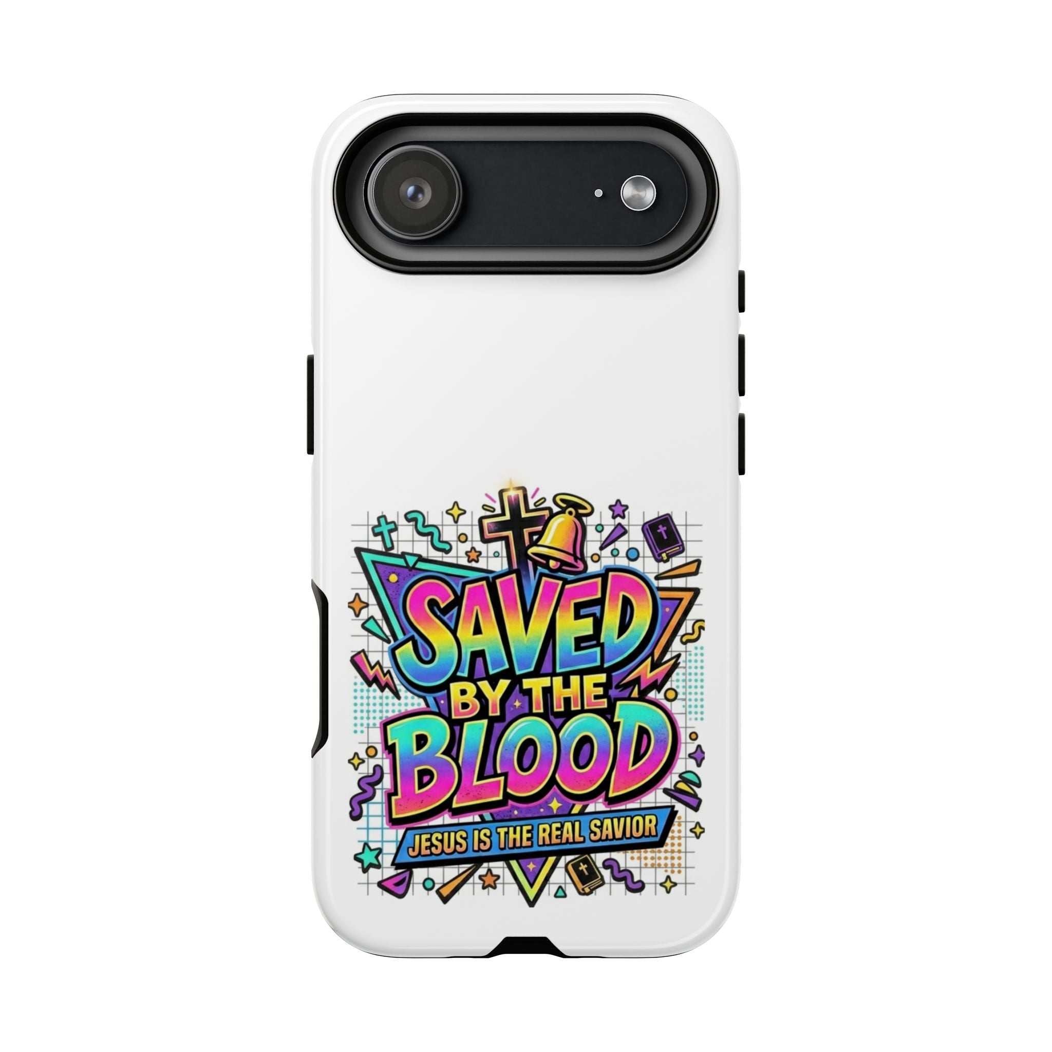 Saved by the Blood phone case | Christian cross Scripture design