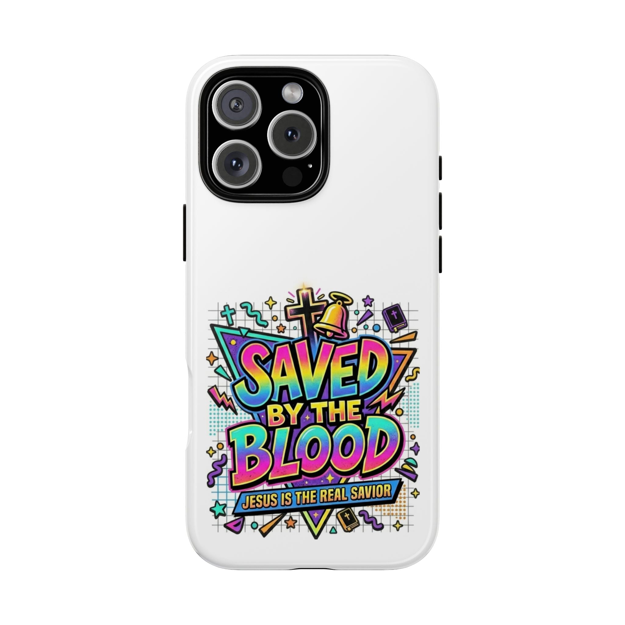 Saved by the Blood phone case | Christian cross Scripture design