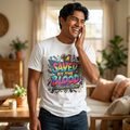 Saved by the Blood T-Shirt — Colorful Christian Faith Tee (Jesus Is the Real Savior)