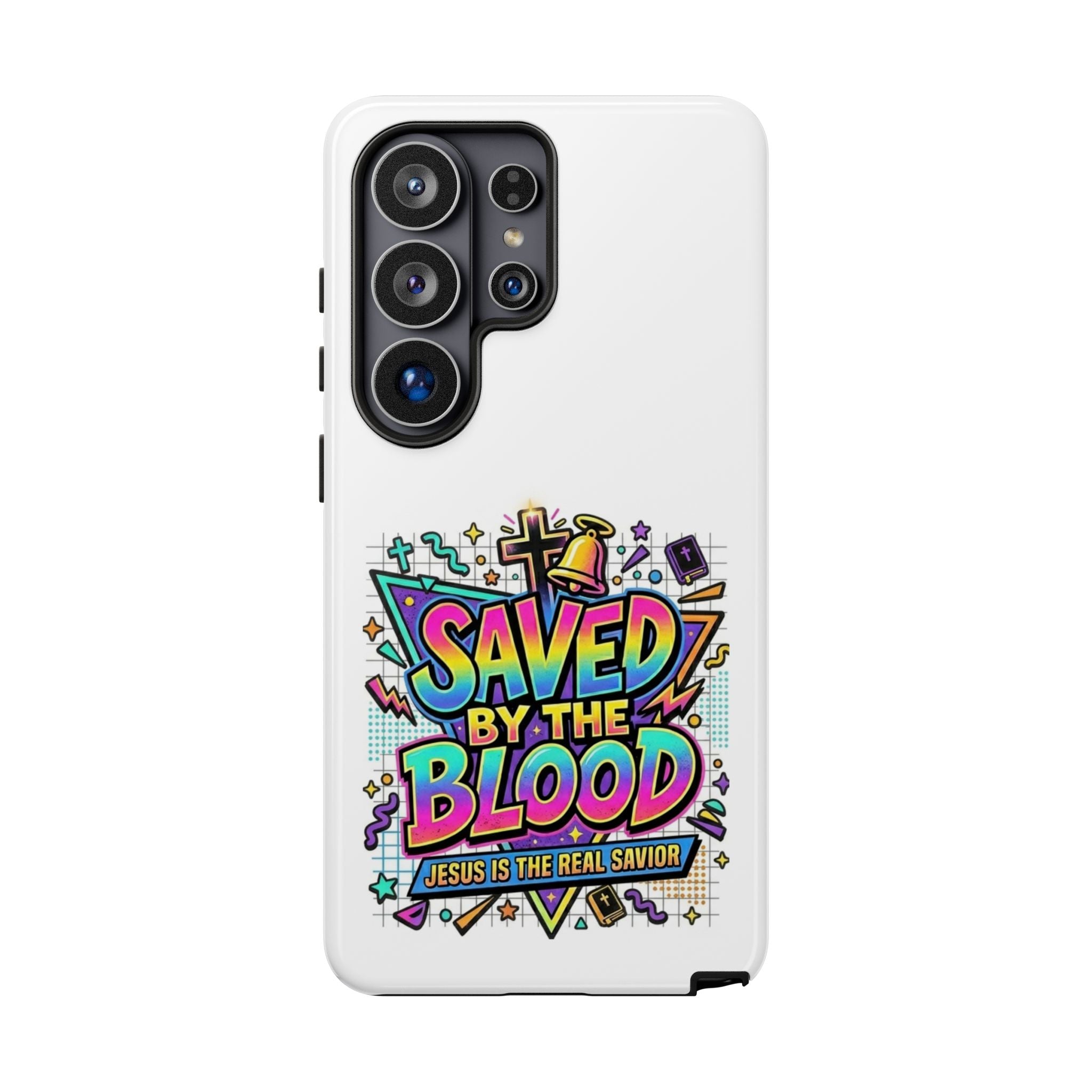 Saved by the Blood phone case | Christian cross Scripture design