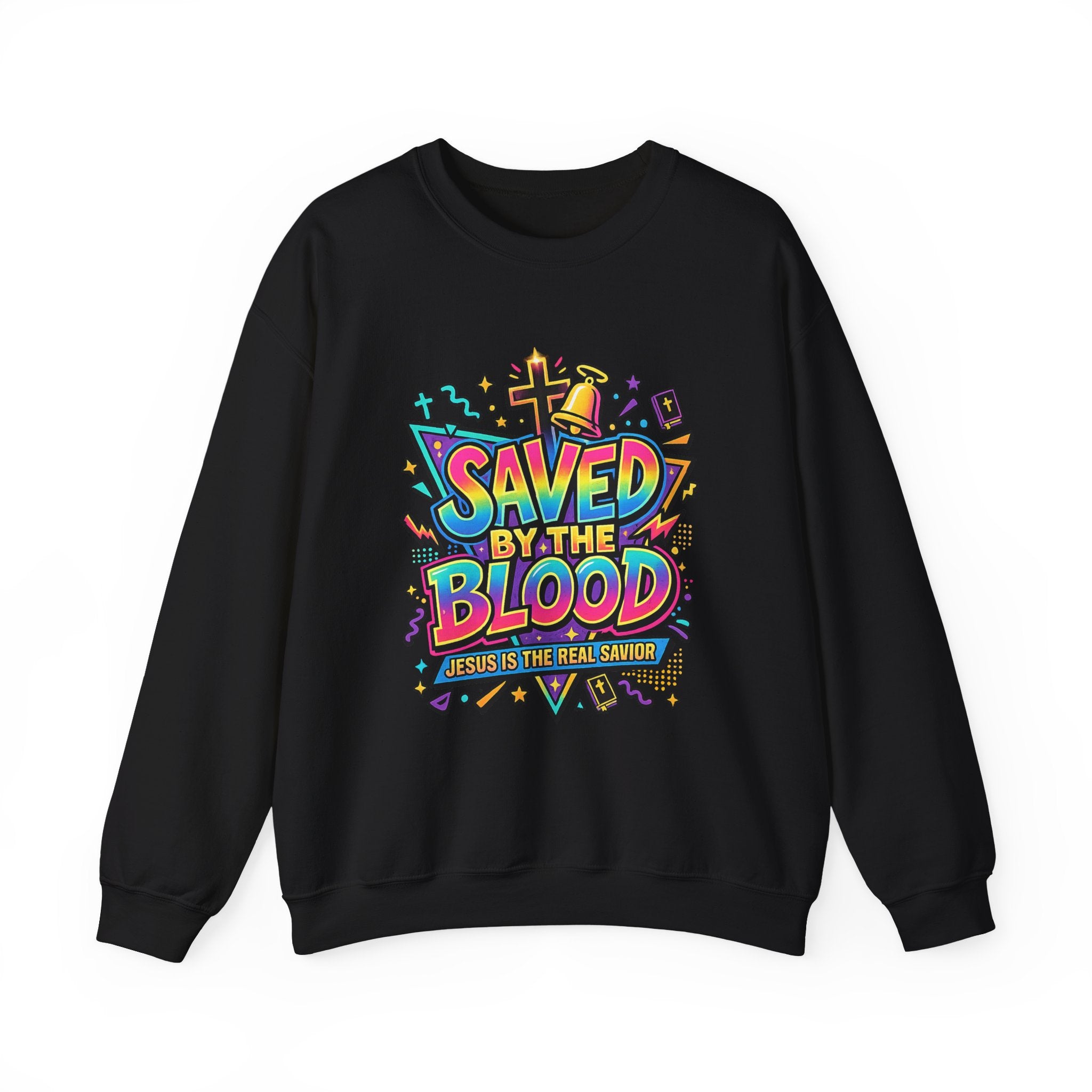 Saved by the Blood Christian Unisex Heavy Blend Crewneck Sweatshirt | Faith-Based Christian Apparel | Bible Verse Inspired Hoodie Style Pullover
