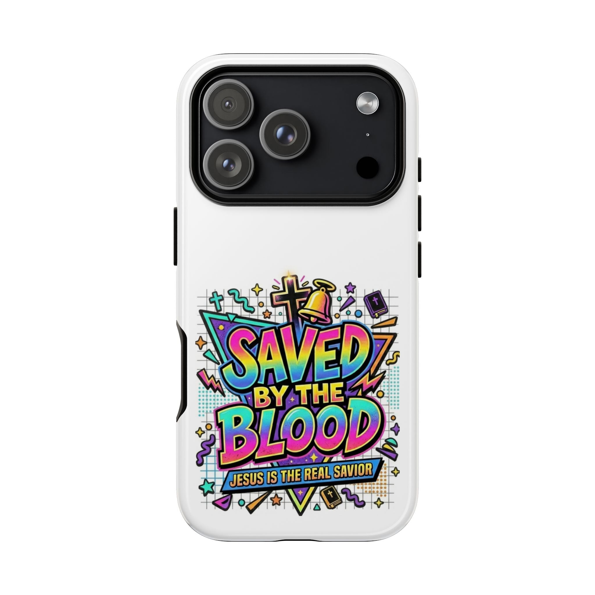 Saved by the Blood phone case | Christian cross Scripture design