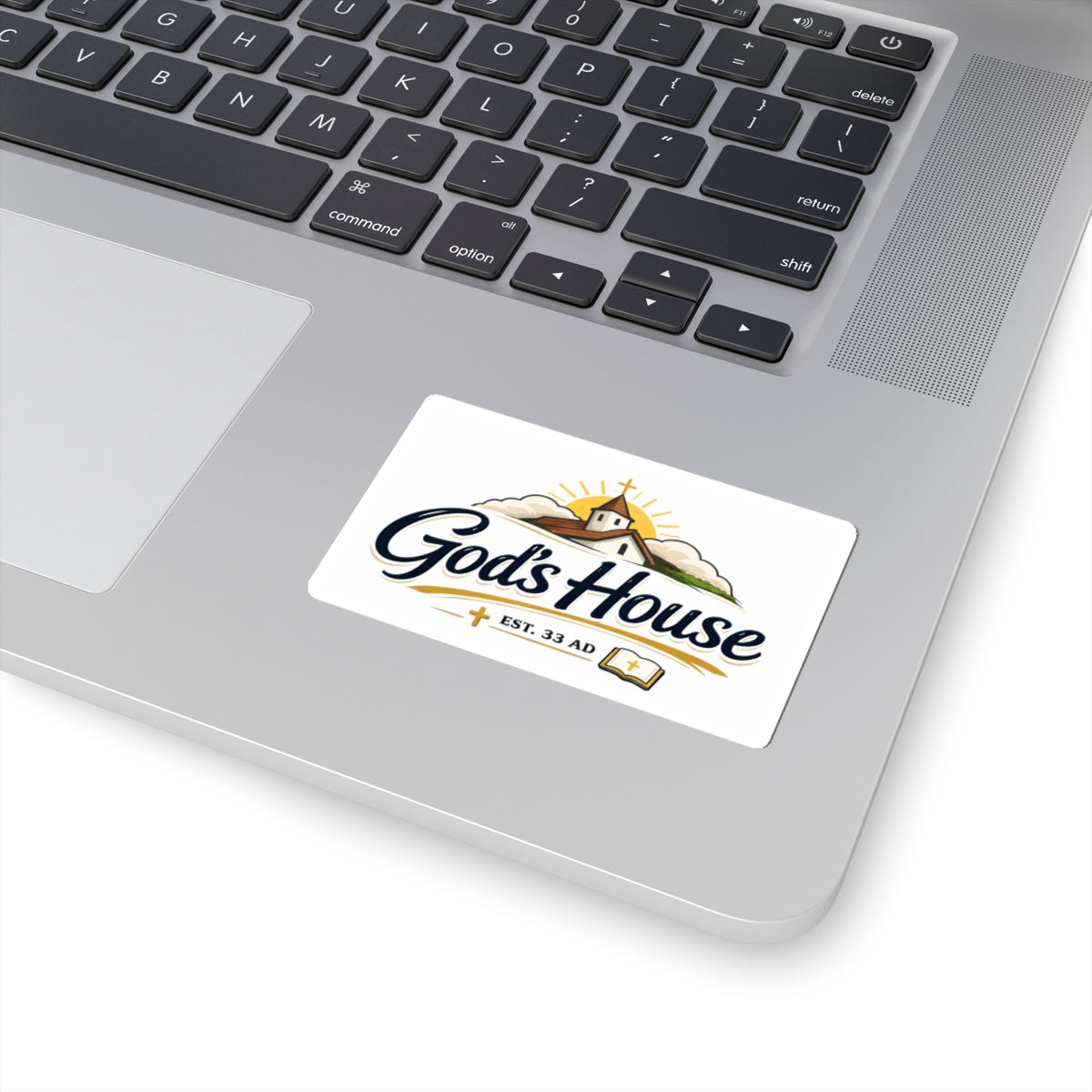 God's House logo Kiss-Cut Sticker | Church faith scripture emblem