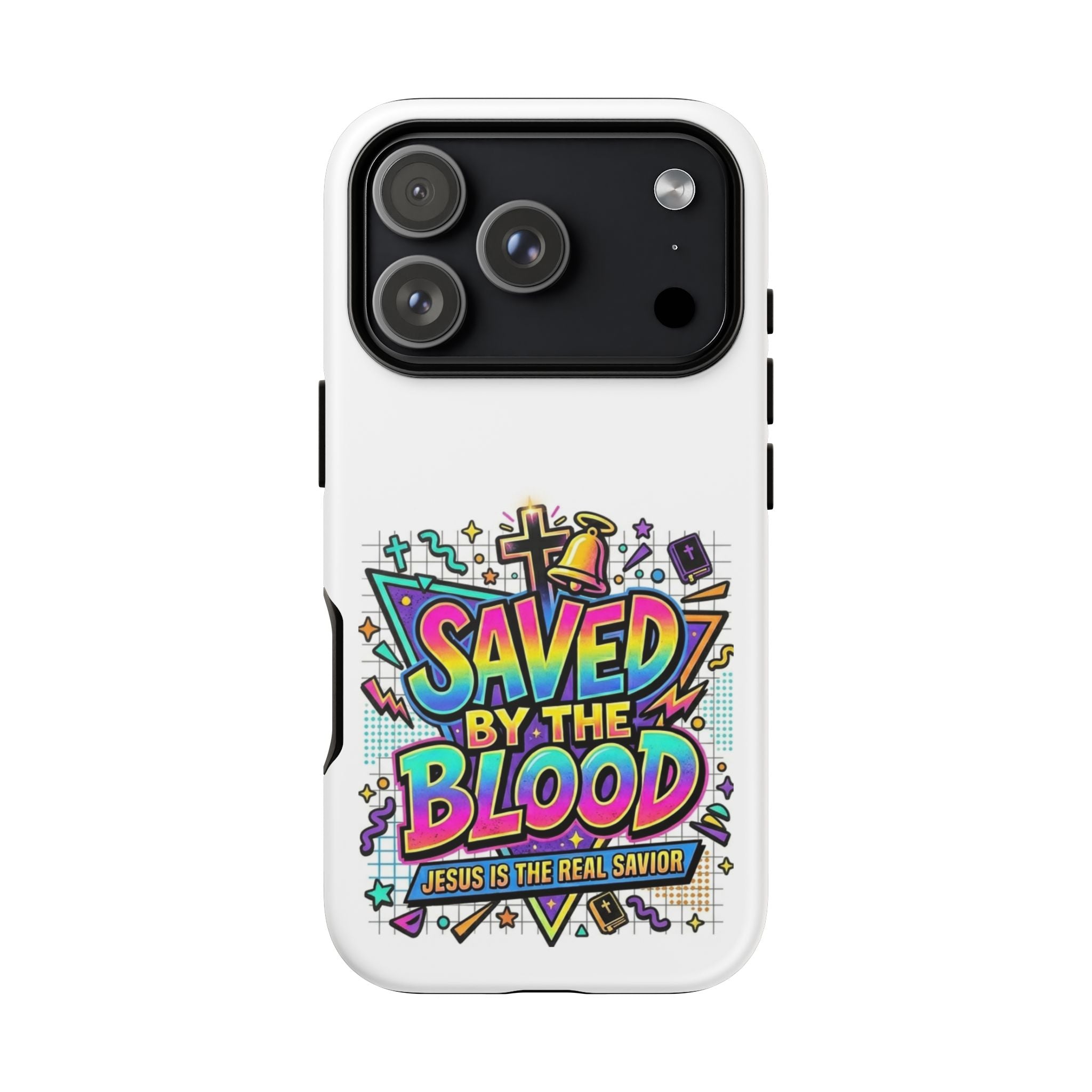 Saved by the Blood phone case | Christian cross Scripture design
