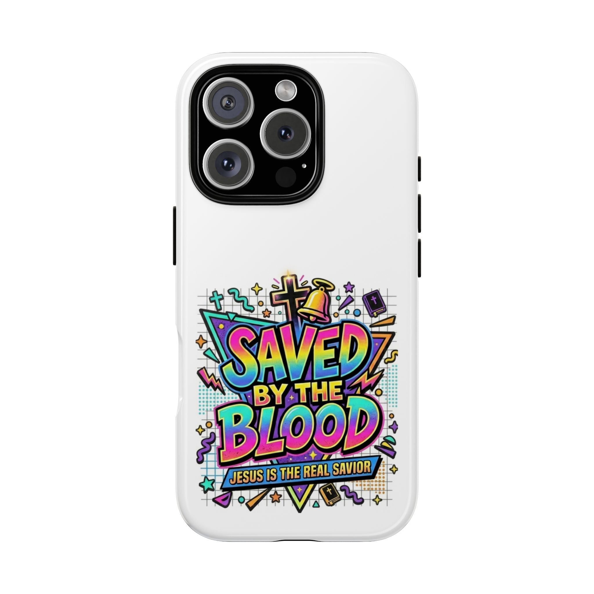 Saved by the Blood phone case | Christian cross Scripture design