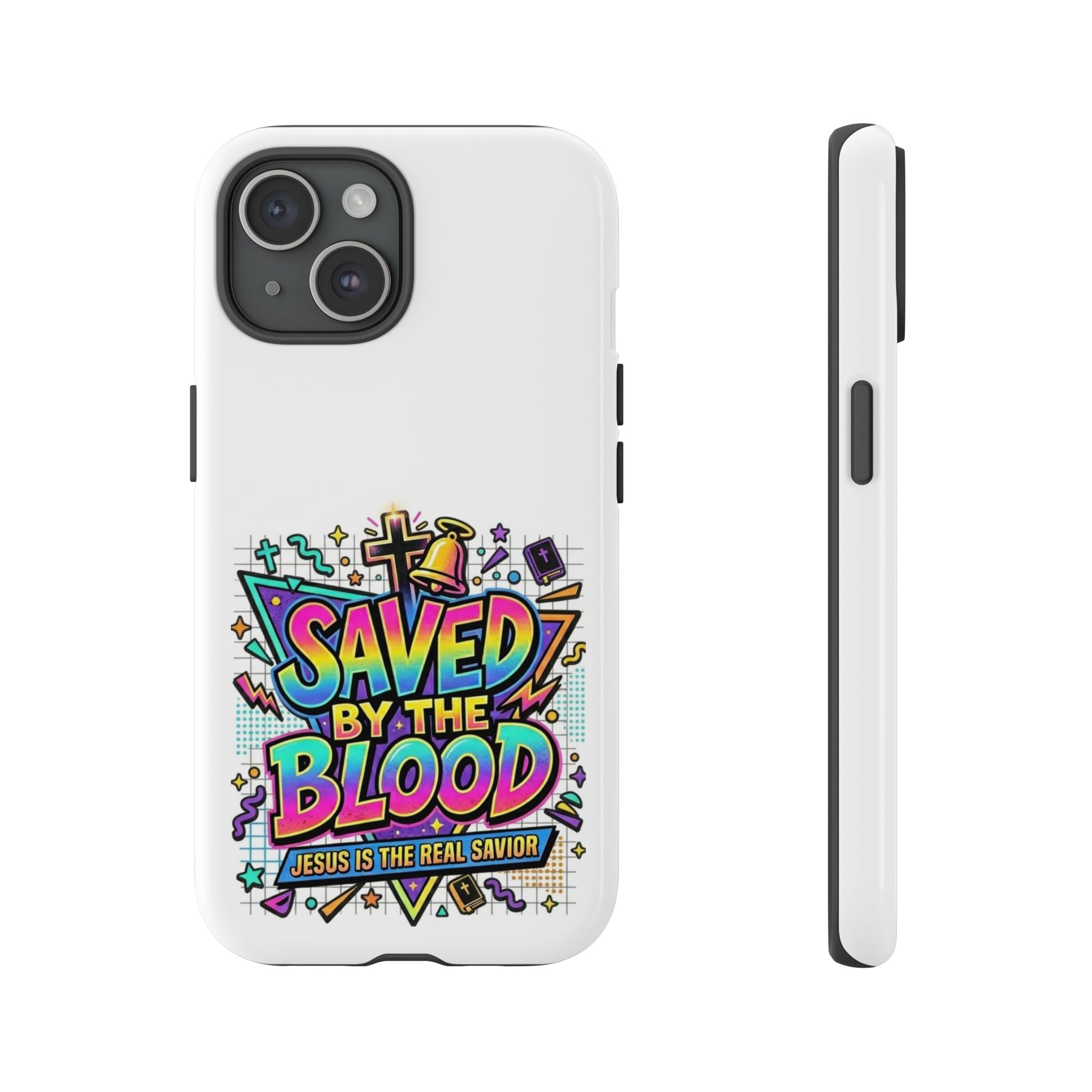 Saved by the Blood phone case | Christian cross Scripture design