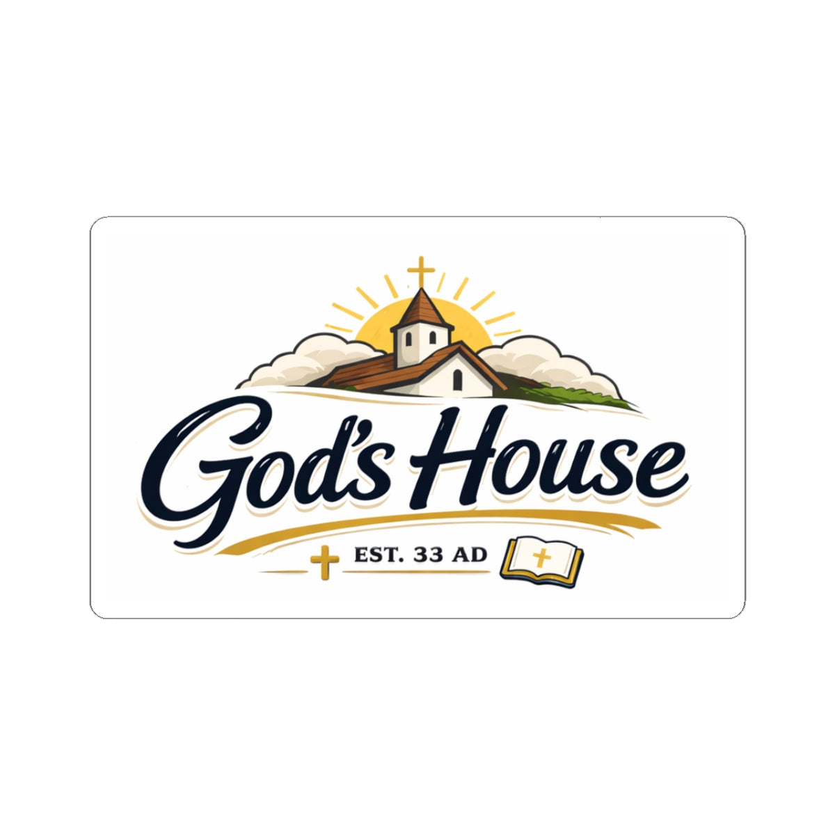 God's House logo Kiss-Cut Sticker | Church faith scripture emblem
